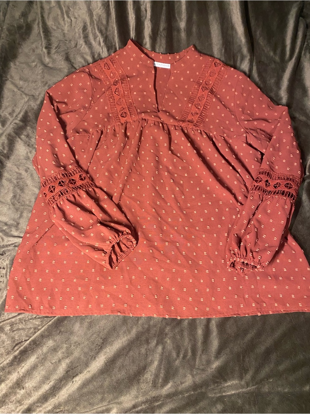 Notations Rust Lace-Trim Peasant Tunic
